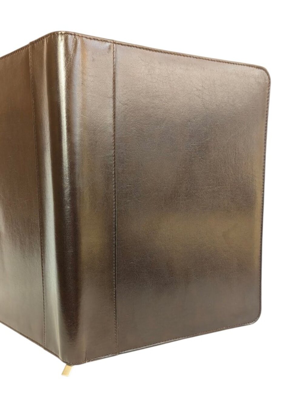 Vintage Brown Leather A4 Portfolio - DAY-TIMER Zippered File Case - Picture 5 of 6